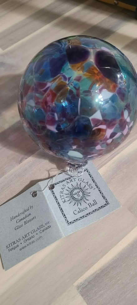 Photo of free Calico Ball glass ornament (Mavis and Rathburn) #1