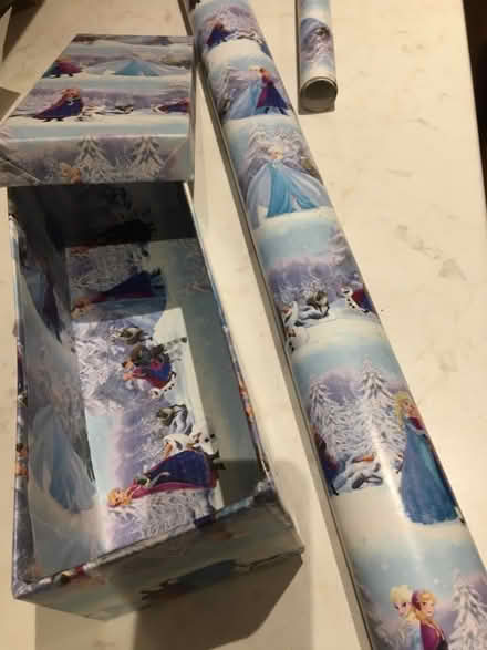 Photo of free Part roll of “Frozen” wrapping paper and covered box. (Uxbridge UB10) #2