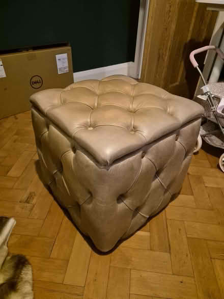 Photo of free Real leather footstool, chesterfield style (Heswall CH60) #1
