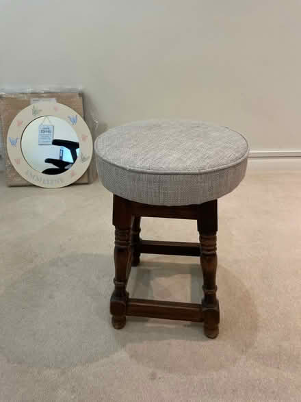 Photo of free Wooden cushioned stool (Wimbledon Village) #1