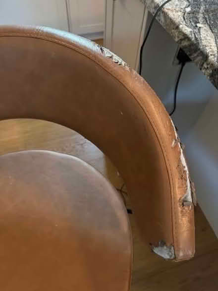 Photo of free Two Swivel Adjustable height Bar Stools (Damaged Tan Leather (Sion Hill) #3