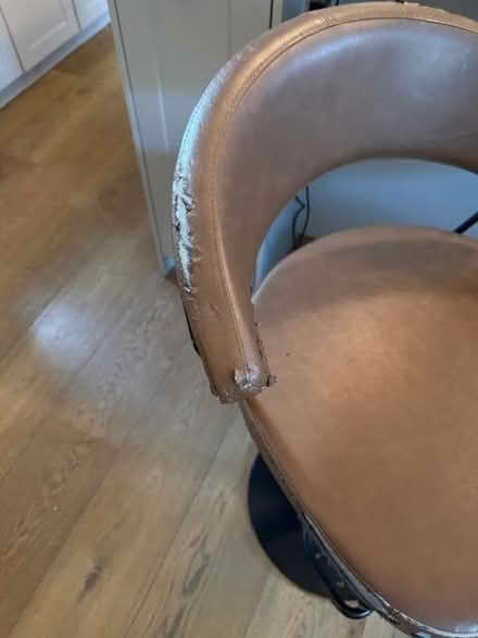 Photo of free Two Swivel Adjustable height Bar Stools (Damaged Tan Leather (Sion Hill) #4