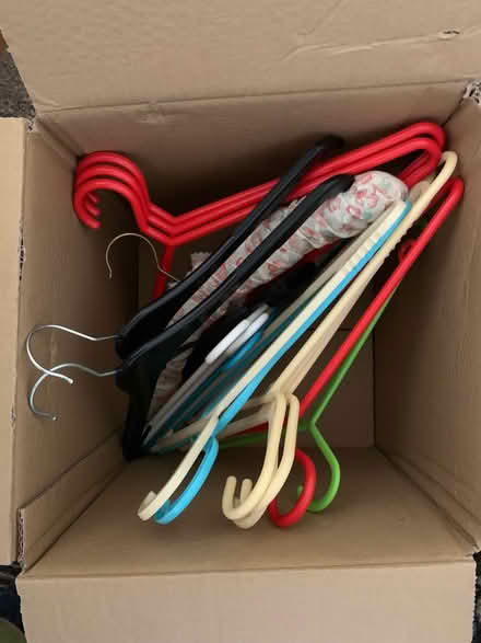 Photo of free Box of plastic coat hangers (Orleton SY8) #1