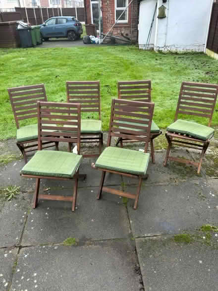 Photo of free Six wooden garden chairs (Crosby L23) #1