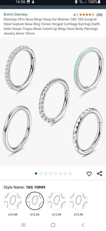 Photo of free Piercings x 5 - 16gauge 10mm (M32 Stretford) #1