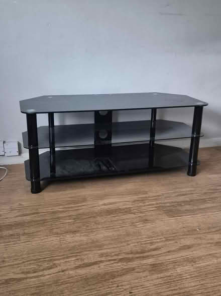 Photo of free Black glass tv stand (Broxbourne (EN10)) #1