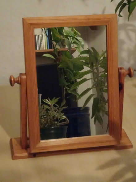 Photo of free Tabletop mirror, tilting pine frame (NG3) #1