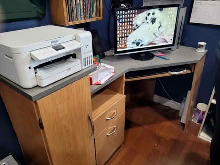 Photo of free Corner desk and shelving (289 Rutherford Rd S. #19) #1