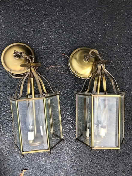 Photo of free 4 Brass Hanging fixtures (Cass & Plainfield) #1