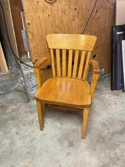 Photo of free Solid oak chair with arm rests (Cedar/Curtis, North Berkeley) #1