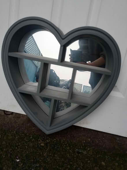 Photo of free Wooden grey heart shelf (Newtown, Wigan WN5) #1