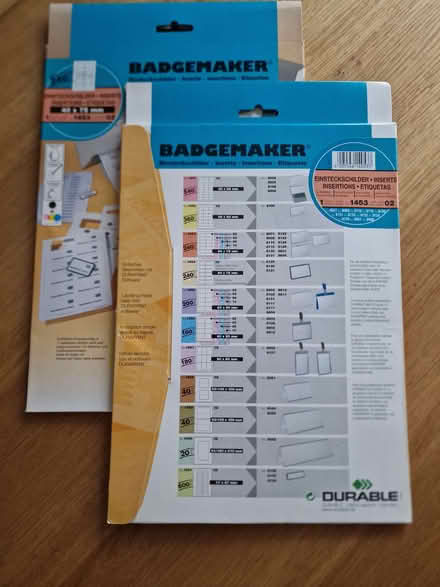 Photo of free Two sets of badge badgemaker inserts 40x75mm (Skipton BD23) #2