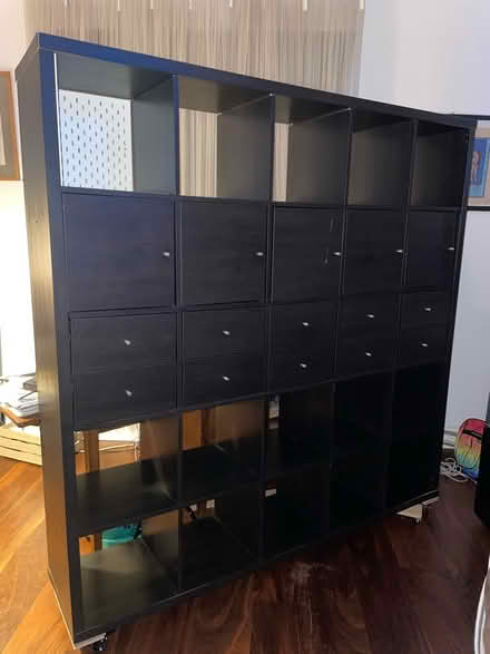 Photo of free 5x5 black kallax shelving unit (Clapham SW9) #1