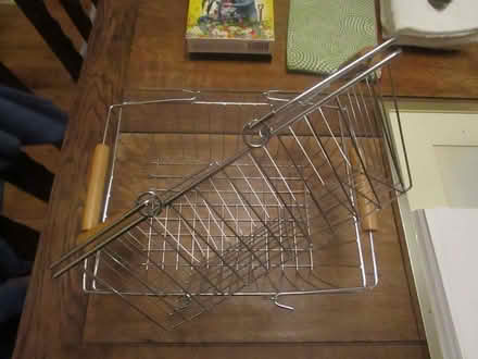 Photo of free 2 x metal baskets with wooden handles (Barnoldswick BB18) #1