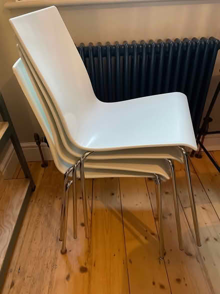 Photo of free 4 white plastic dining chairs (Lower Weston) #4