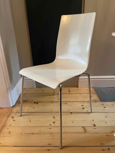 Photo of free 4 white plastic dining chairs (Lower Weston) #1