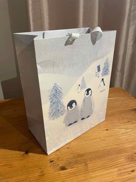 Photo of free Blue & white penguin gift bag (201 Streatham High Road) #1