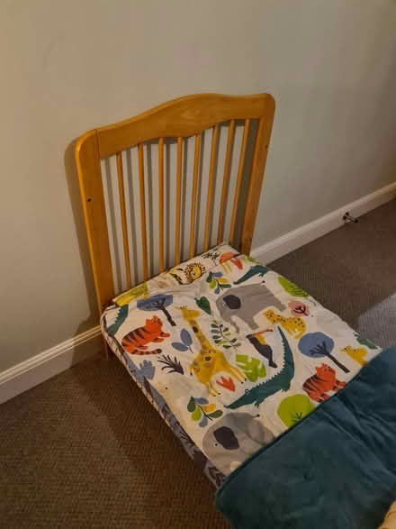Photo of free Cot bed / cot, mattress, sheets etc (Newbury, RG14) #2