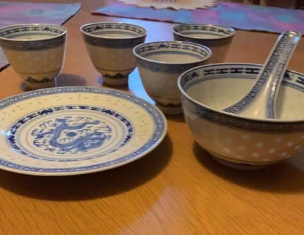 Photo of free Chinese:plate and bowl, 4 cups, 7 sets of chopstickss (Cutteslowe OX2) #2