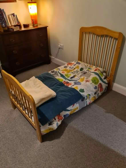 Photo of free Cot bed / cot, mattress, sheets etc (Newbury, RG14) #1