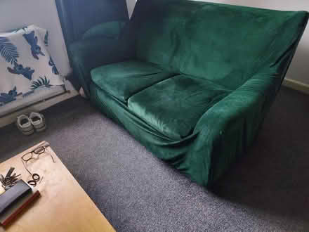 Photo of free Green or Cream Sofa, 2 seater (Quedgeley) #1