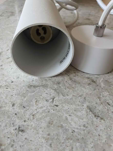 Photo of free 4 x Ceiling mounted GU10 pendant light fittings. (Manor Park Estate SG6) #2