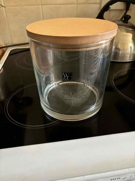 Photo of free Large empty candle jar with lid (Leckhampton GL53) #1