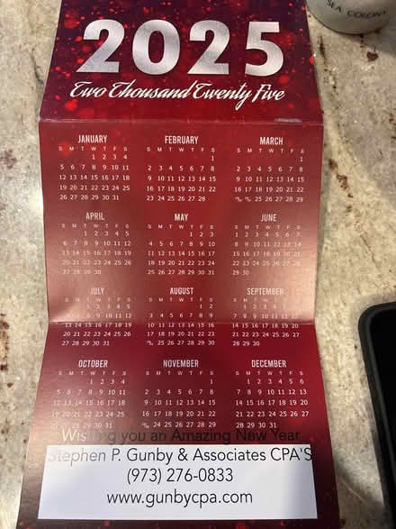 Photo of free Small 2025 wall calendar (Ossining) #1