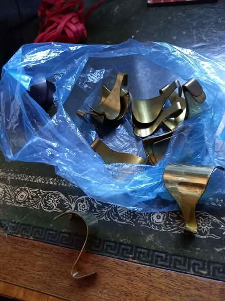 Photo of free Dozen brass picture rail hooks (Raynes Park SW20) #1