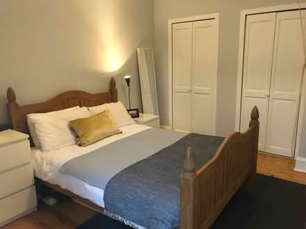 Photo of free Double bed frame - antique pine (EH10) #1