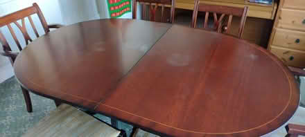 Photo of free extendable mahogany coloured table and 6 chairs (Norton Lees S8) #2