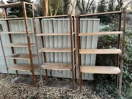 Photo of free 3 Large Metal shelving Units (Yelford OX29) #1