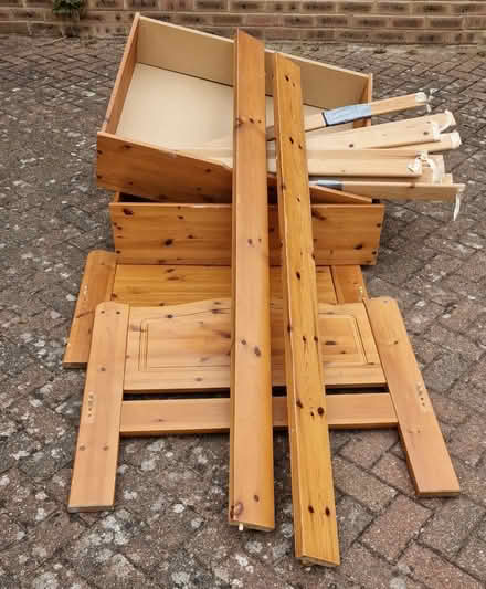 Photo of free Wooden single bed frame plus under bed drawers (Loughton MK5) #1