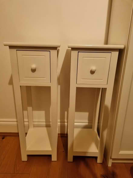 Photo of free 2 slim white bedside tables (West Norwood SE27) #1