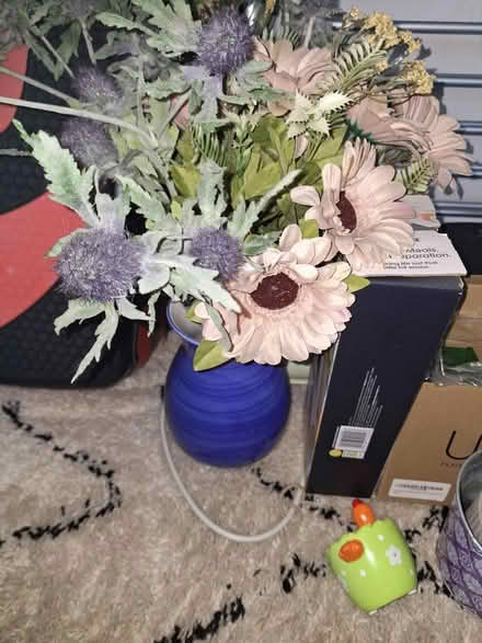 Photo of free Blue vase with fake flowers (BN411XN) #1