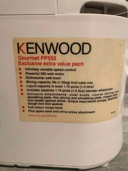 Photo of free Kenwood food processor (Lunts Heath WA8) #3