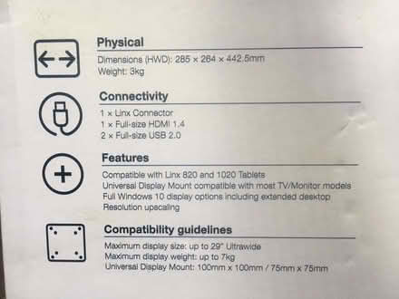 Photo of free Linx ViewHub LINXVH001 Display Dock for Linx 820 and 1020 Ta (Exhall CV7) #2