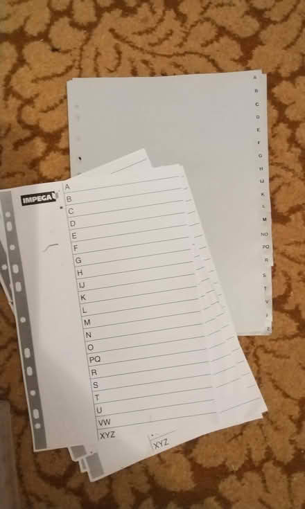 Photo of free A to Z file organisers/dividers (Barford CV35) #1