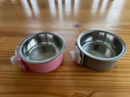 Photo of free Two pet bowls with crate fasteners (Basingstoke RG22) #1