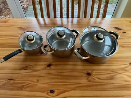 Photo of free 3 piece stainless steel pot set (Basingstoke RG22) #1