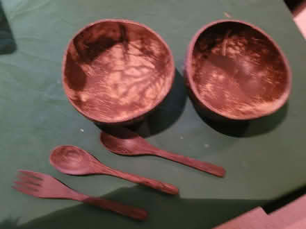 Photo of free Two wooden bowls, 2 wooden spoons, 1 wooden fork (Newcastle Central NE1) #1