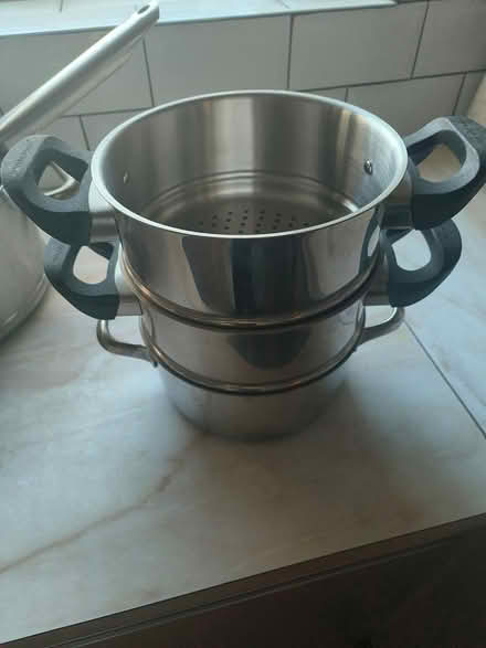 Photo of free Large pans,steamer, jug ,sponge tin (Walton on Thames) #2
