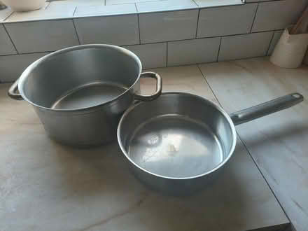 Photo of free Large pans,steamer, jug ,sponge tin (Walton on Thames) #1