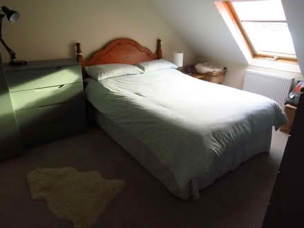Photo of free Double bed and pine headboard (Burnbanks CA10) #2