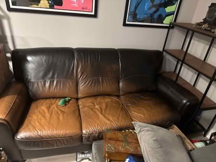 Photo of free Large brown leather couch (NoMa) #2