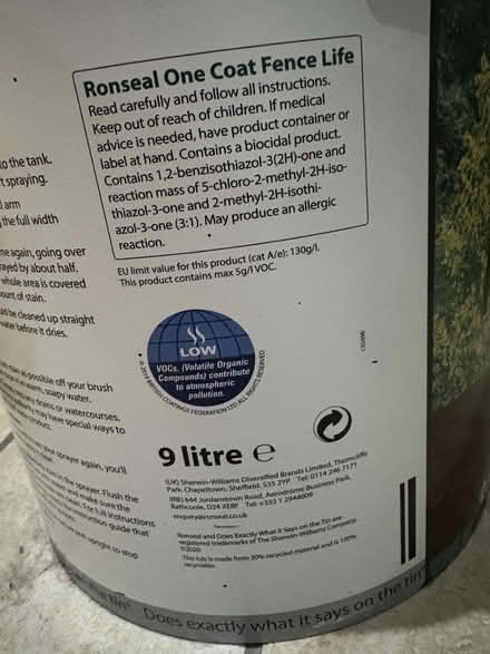 Photo of free Ronseal Fence Paint - Dark Oak (Carbis Bay TR26) #2