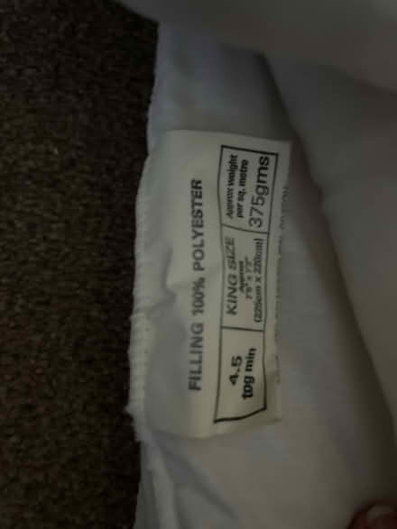 Photo of free 2 x Kingsize duvets summer 4.5tog (Mansfield nottinghamshire) #2