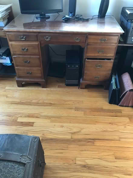 Photo of free Solid wood desk 4’ x 2 ft’ (Totowa NJ near Pal Park.) #1