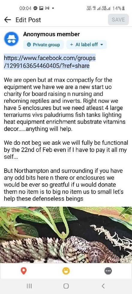 Photo of reptile equipment for a charity (Semilong) #1