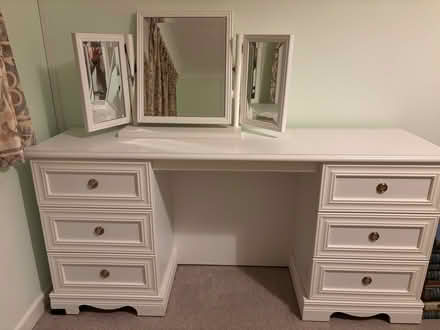 Photo of free Large white dressing table with drawers and mirror (Ferndown BH22) #1